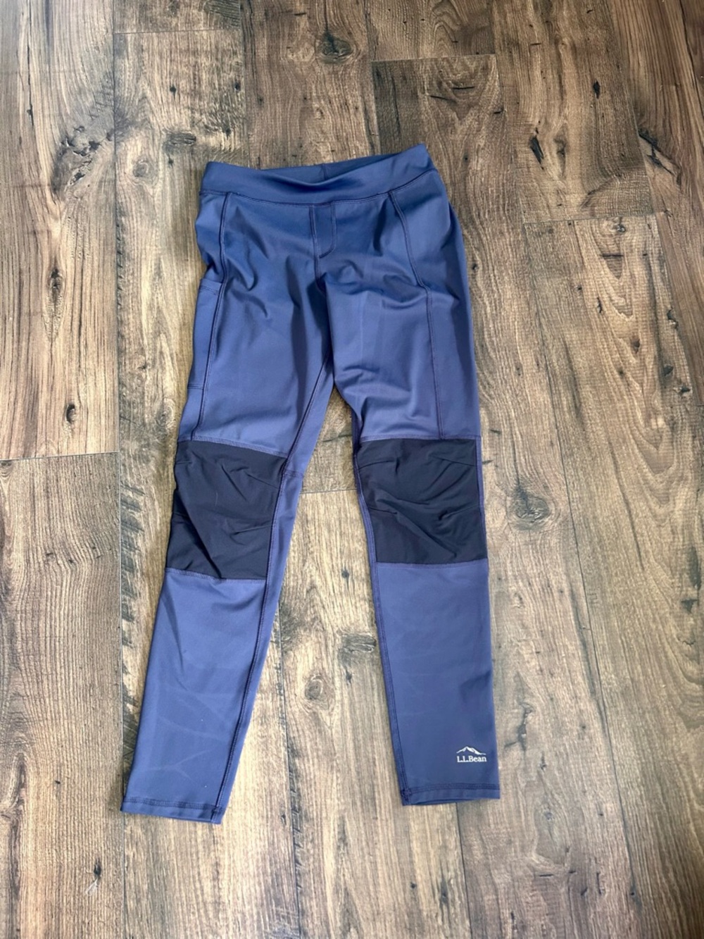 L.L. Bean Purple-Blue Kids Athletic Leggings with Black Knee Panels
